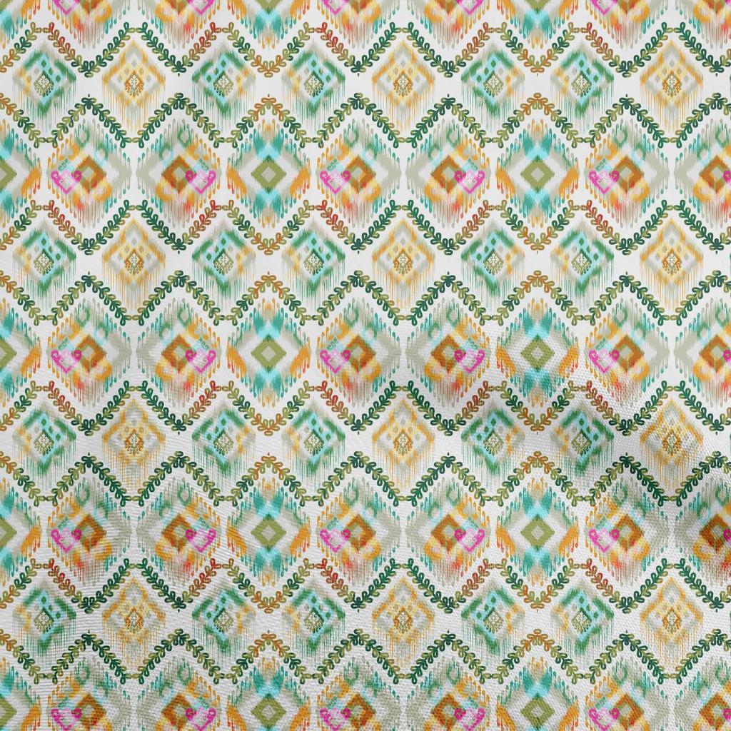 oneOone Cotton Flex Dark Green Fabric Ikat Fabric For Sewing Printed Craft Fabric By The Yard 40 Inch
