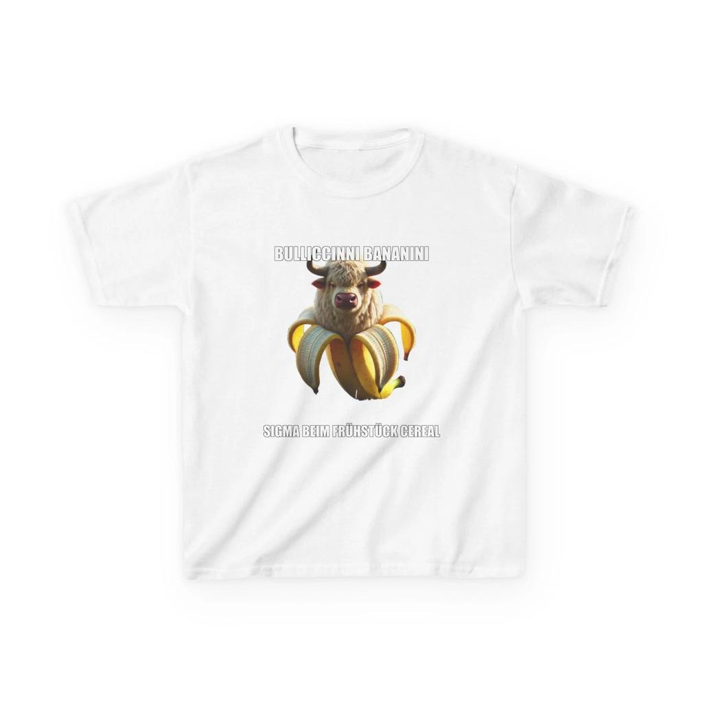 Bulliccinni Bananini Kids T-Shirt | Brainrot Meme Shirt Funny Viral Internet Hum