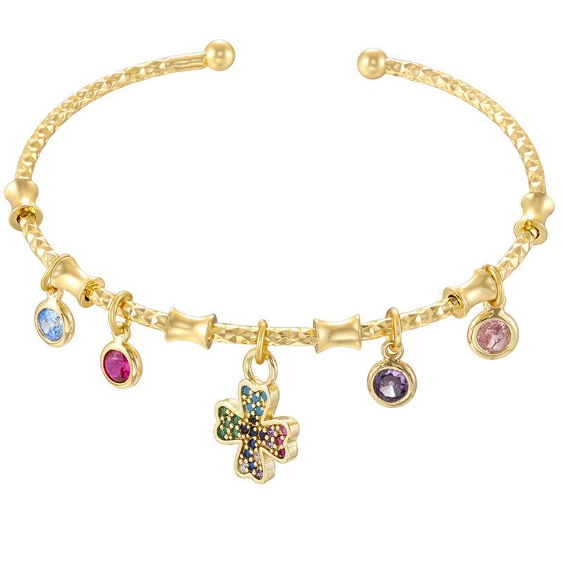 Beetle Octagram Rainbow Splicing Bracelet Personalized Geometric Water Drop Four-Leaf Clover Bracelet Vl648