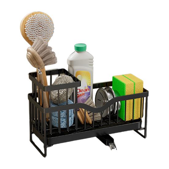 Стойка для хранения раковины с быстрым сливом и дренажным туннелем. Стойка для слива из нержавеющей углеродистой стали. Полка для организации кухонных принадлежностей. Губка для раковины. Тряпка для мытья посуды.