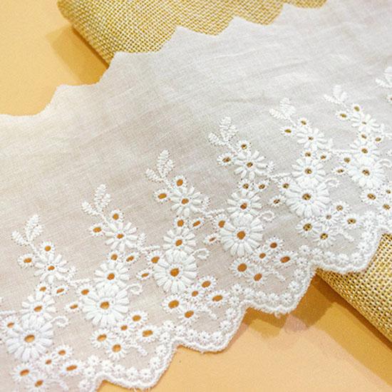 1Y(91CM) Flower Hollow 14CM Wide Cotton Cloth Lace Trim Fabric Clothes Accessories Cuffs Skirt Hem
