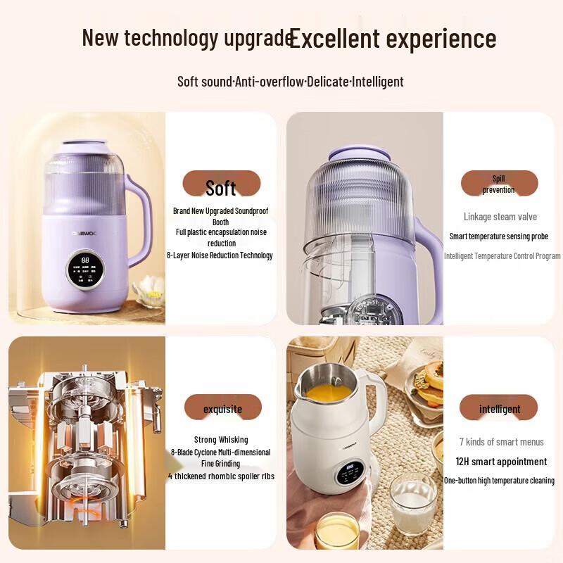 DAEWOO Quiet Wall-Breaking Soy Milk Maker & Food Processor SM06 CN plug (adapter included)