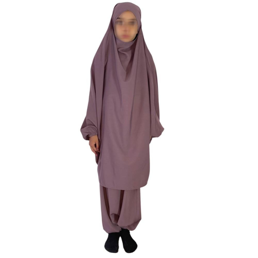 Jilbab 2 Pieces Child (Harem Pants + Khimar Cape) - Purple