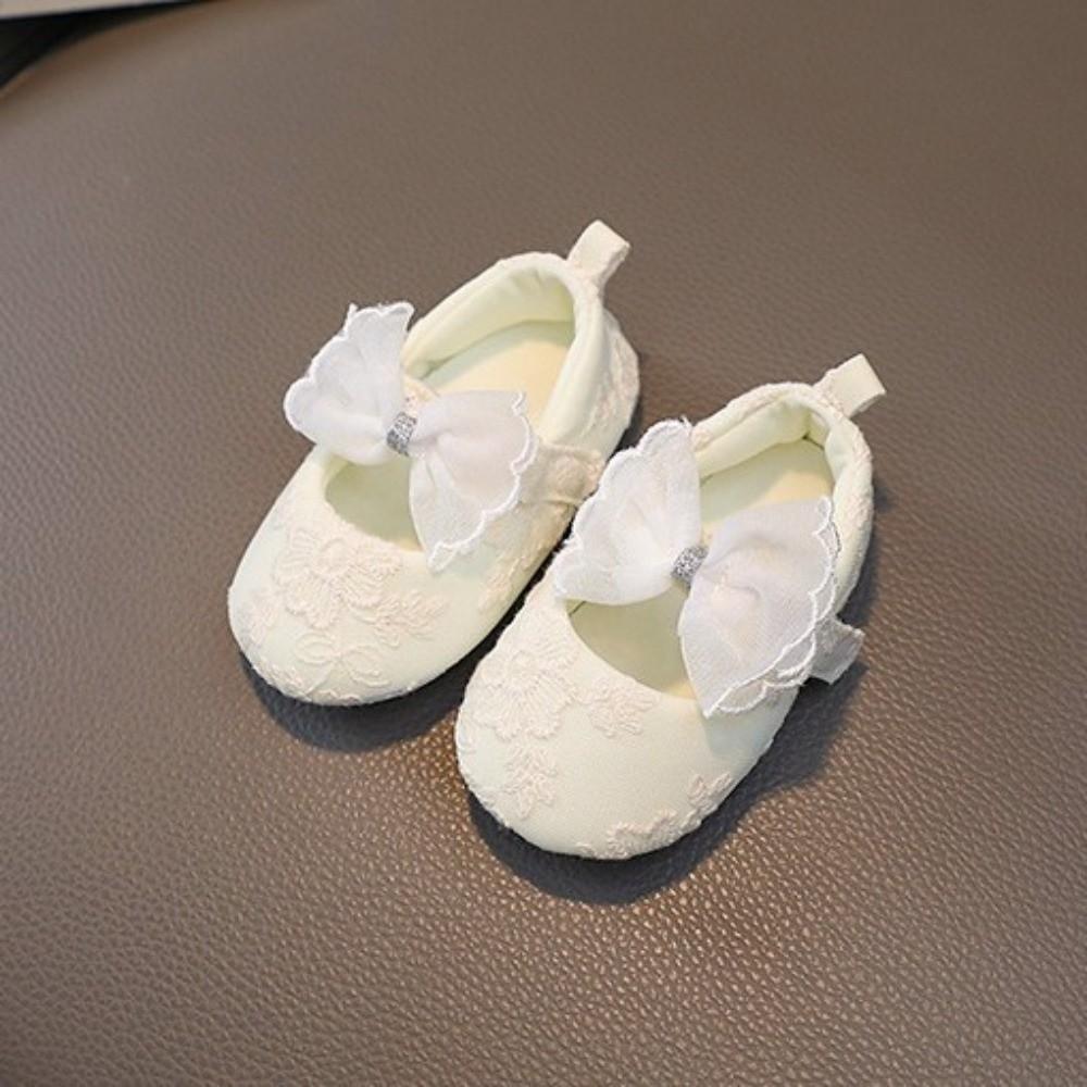 White Color Princess Shoes Non-Slip Sole Rubber Sole Shoes New Toddler Shoes for 0-15 Month
