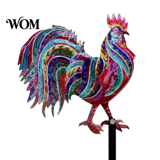 Porch Rooster Art Metal Statues, Waterproof Chicken Sculpture, Garden Hand-painted Stake Deco Outdoor Yard Ornament for Patio Lawn Backyard Patriotic