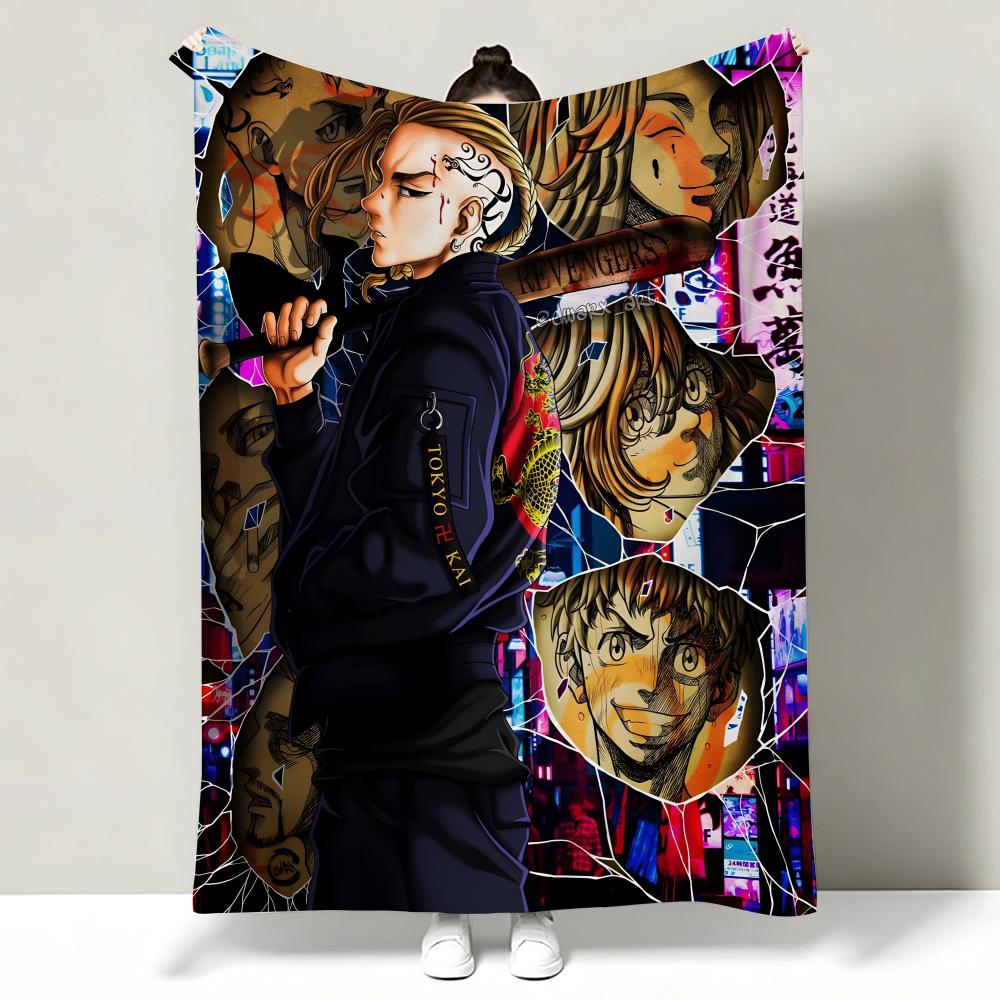 Anime T-Tokyo R-Revengers Throw Soft Warm Flannel Throw Blanket, Multi-use for Sofa Bed Office Nap