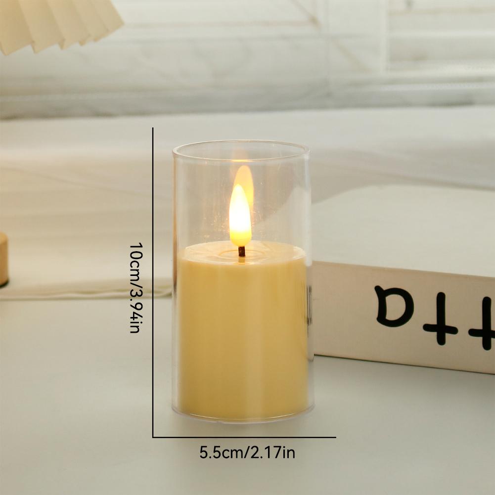 1/3Pcs LED Flameless Electric Candles Light Acrylic Glass Battery Flickering Fake Tealight for Wedding Party Christmas Decor