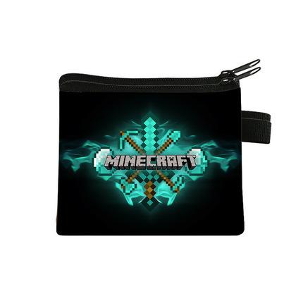 Minecraft zipper coin purse polyester printed children's small purse student portable storage bag