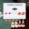 6 Piece Set Ladies Christmas Series Style Earrings Christmas Tree Snowman Pattern Fashionable Temperament Earrings Accessories