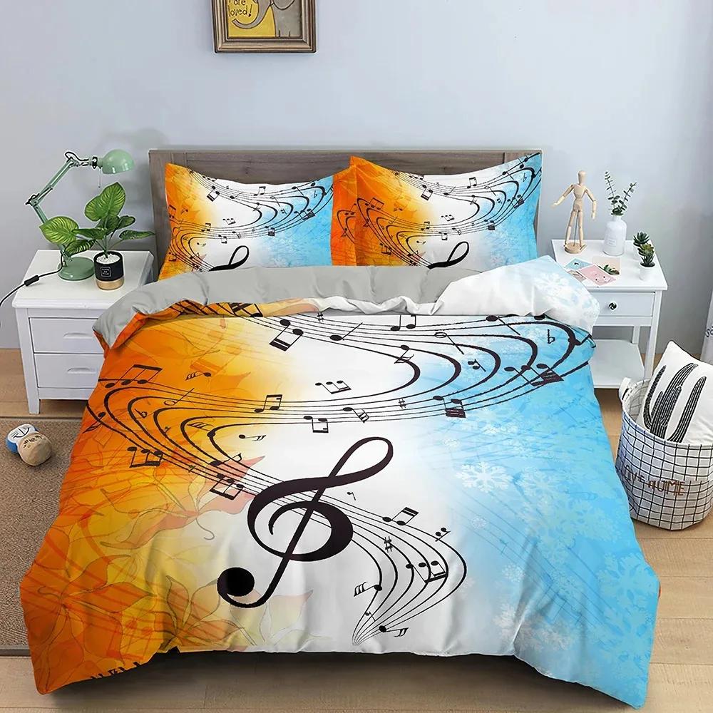 Music Notes Duvet Cover for Boys,Girls Room Decor Rock Music Themed Comforter Cover Musical Pattern Bedding Set Full Queen Size