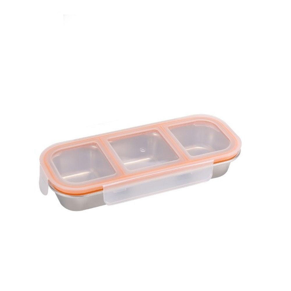 Reusable Food Storage Container Leakproof Seasoning Tray Stainless Steel Lunch Box Office