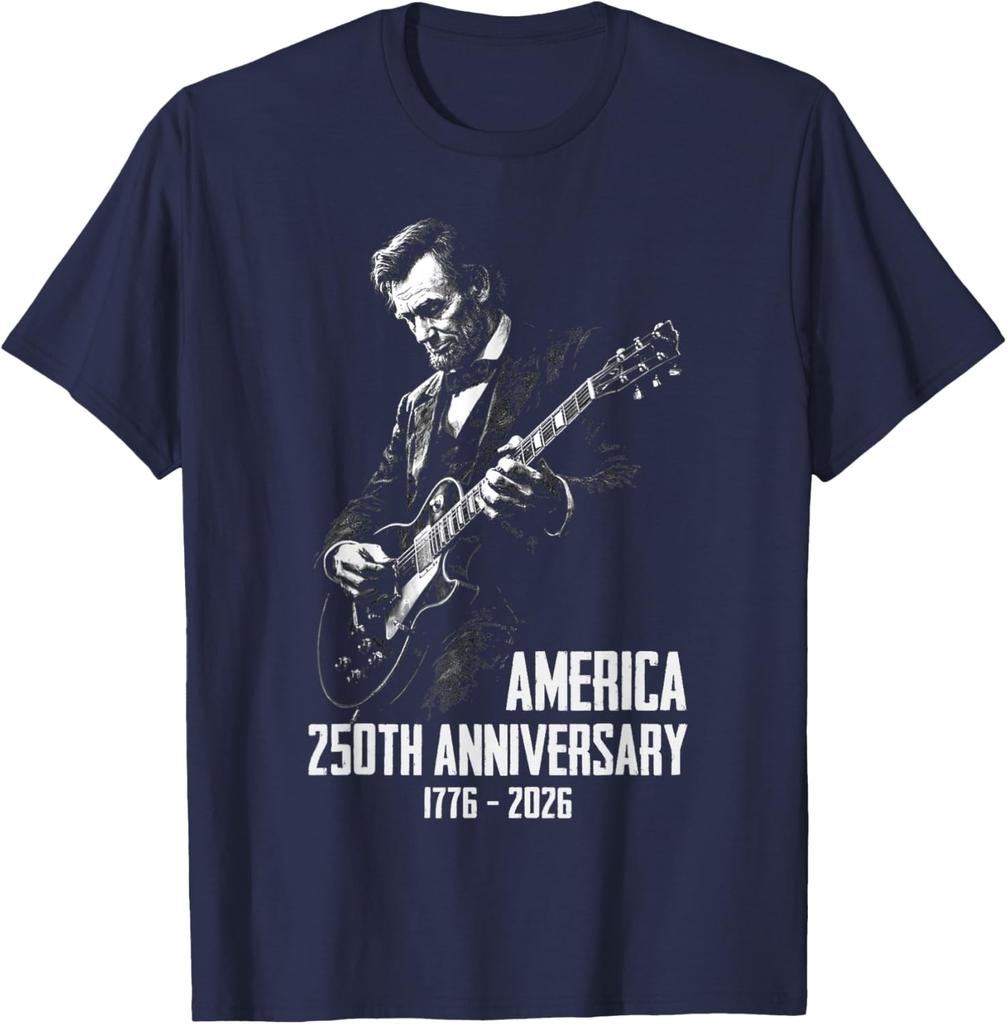 Abraham Lincoln Playing Guitar 4th July 250th Anniversary Unisex T-Shirt