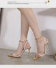 2022 Women's Candy Color Pointed Toe High Heel Sandals with Metal Chain In Large Sizes