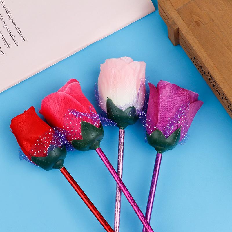 10 шт. шариковая ручка Rose креативные цветочные ручки цветы розы забавные надписи милые канцелярские принадлежности ткань пластик цветочный подарок