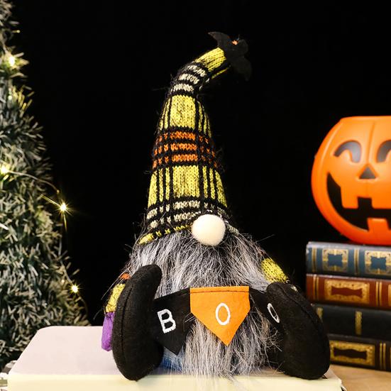 Halloween Shelf Sitters Plush Gnome Decoration, Spooky Boo Swedish Tomte Elf Figurine, Home Festive Accents Scandinavian Dwarf Ornament for