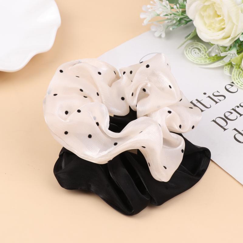 Women Oversized Scrunchies  Dot Point Mesh Hair Rope Large Fabric Elastic Hair Band Ponytail Holder Headwear