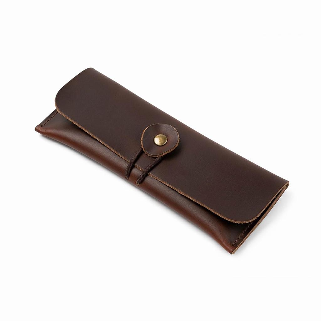 Pen Genuine Pen Crazy Horse Brush Writing Utensil Storage Brown Case, Leather, Pouch, Leather, Case, Pouch, Men's, Women's, Gift,