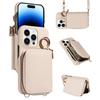 Newly Designed Deluxe Zipper Card Case for iPhone13 12 11Pro Pro Max Mini 7 Phone Case with Crossbody Lanyard Faux Leather