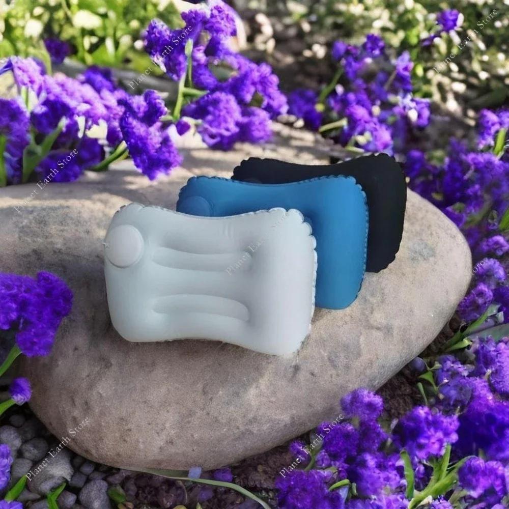 New Camping Inflatable Pillow Travel Pillow for Neck Lumbar Support Outdoor Lightweight Soft Car Pillow Press-to-Inflate Design