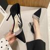 Women Pumps 2024New Autumn Evening Party High Heels Ladies Pointed Toe Nude Leather Black Suede Gold Patent Leather Luxury Shoes