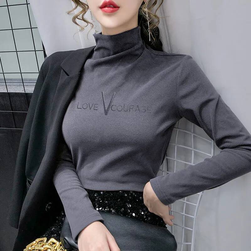 Зимние теплые женские пуловеры с высоким воротником, рубашка с толстым дном для женщин, теплая зимняя блузка