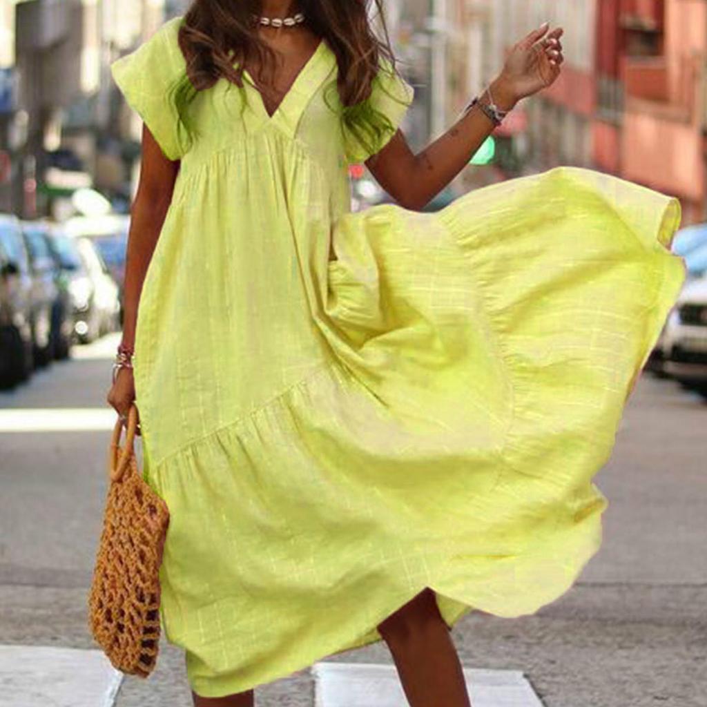 Новое женское платье с завязками нестандартной формы, свободное однотонное платье с v-образным вырезом