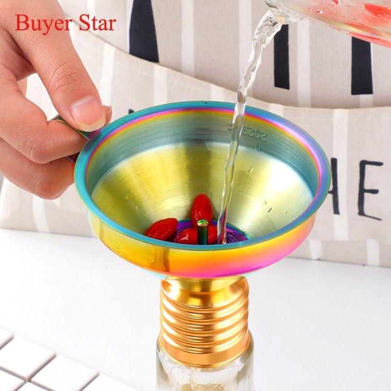 304 stainless steel funnel, household oil leak wine leak with removable filter