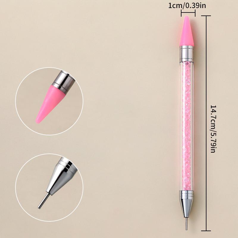 Double-Headed Nail Art Pen with Silicone Head Rhinestone Picker Wax Remover Gel UV Brush for DIY Manicure Nail Art Tools