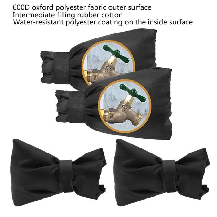 Zerone sac de protection de robinet d'hiver 2 PCS Noir Oxford Tissu Couverture De Robinet D'eau En Plein Air Hiver Anti Gel Outils