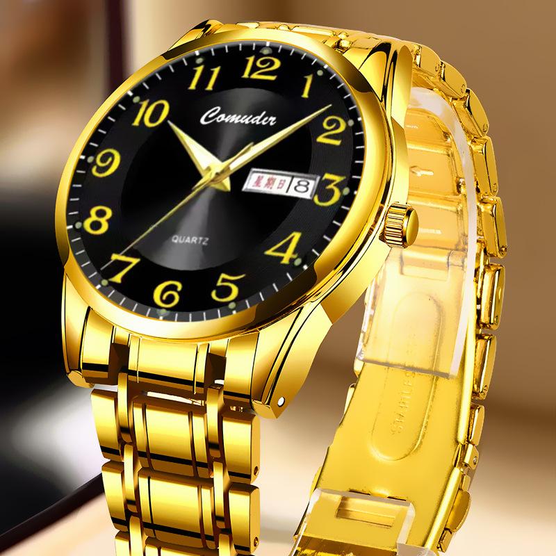 Trendy Men's Quartz Wristwatch Waterproof Dual Calendar Luminous Male Watch Daily Wear Outdoor Activities Business Occasions