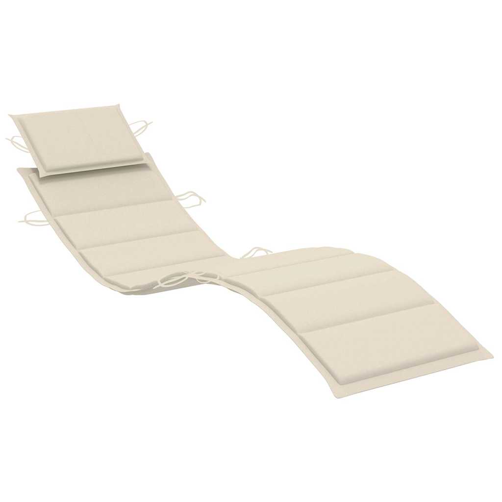 2 Piece Sun Lounger Set with Table and Cushions Solid Acacia Wood