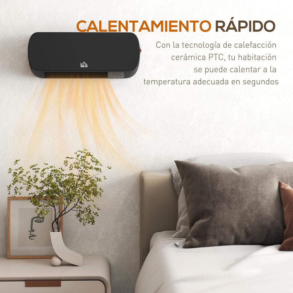 Electric Wall Heater 1000W/2000W Stove with LED Display and Remote Control 45x18.6x11.5 cm Black
