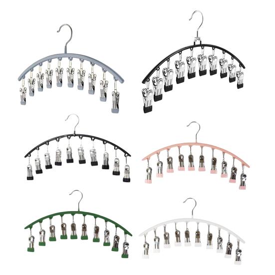 Вешалка для хранения в шкафу с 10 зажимами, большая вместимость, прочная, несущая, ветрозащитная, многофункциональная