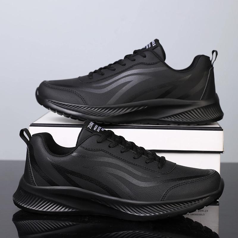 Fashion New Men Running Shoes Size 46 Male Sneakers Anti-slip Breathable Men's Walking Shoes Lace Up Soft Casual Shoes Lightweight Black