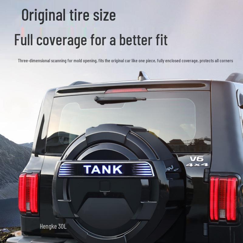 Stainless Steel Full Wrap Spare Tire Cover for Tank 300 with Light Modification - City Edition