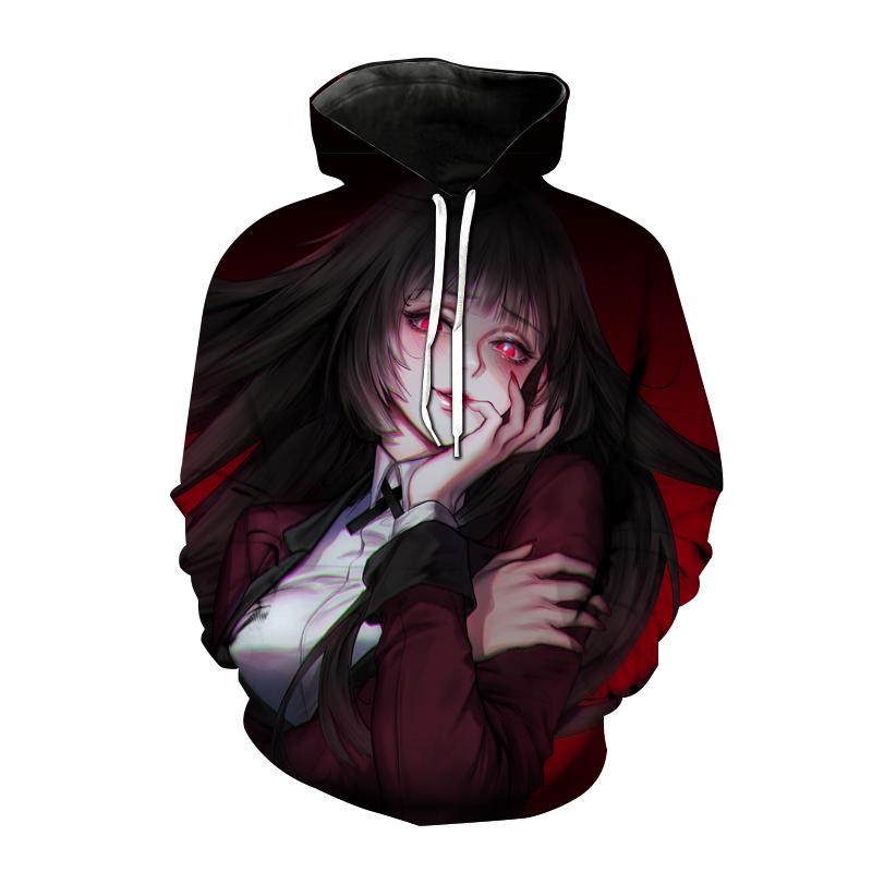Kakegurui толстовки с 3D принтом аниме для мужчин и женщин, повседневная модная толстовка, толстовка большого размера, Harajuku, модные пуловеры с капюшоном
