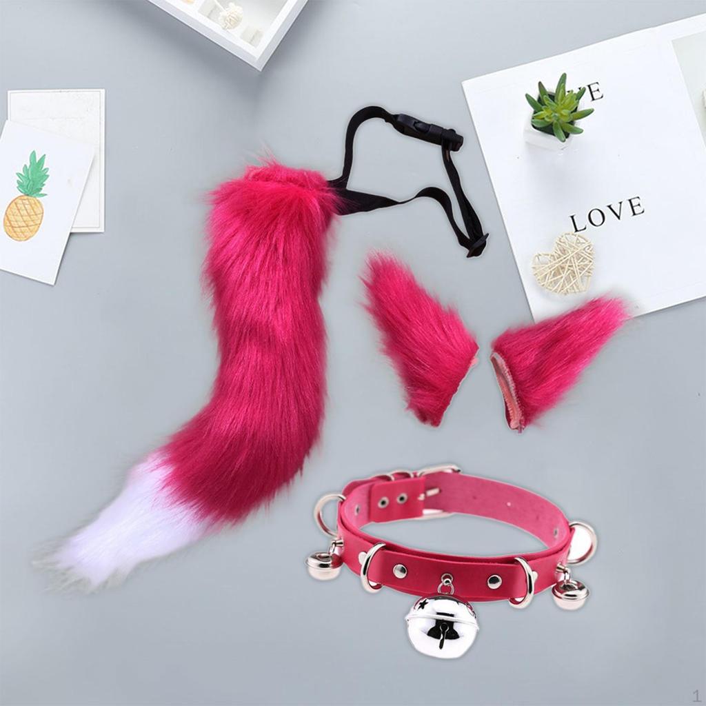 Набор Ушей и Хвоста Костюм для Косплея Подарок Кожаный Чокер на Шею для Сценических Выступлений Хэллоуин Карнавал