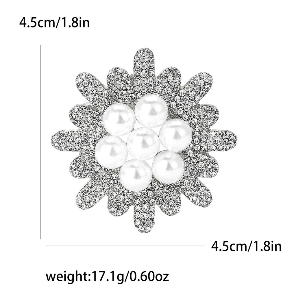 High-End Fashion Rhinestone Pearl Sunflower Brooch Exquisite And Versatile Women'S Clothing Corsage Jewelry Pin