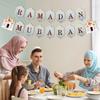 Ramadan Banner Flag 2025 Eid Mubarak Paper Garland Islamic Muslim Party Hanging Ornaments Ramadan Kareem Decorations for Home