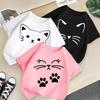 Boys T-shirt Tops Tee Girls Baby Tee 2-13Y Kid T Shirt Cat Printed Children T-shirt Kids Clothes