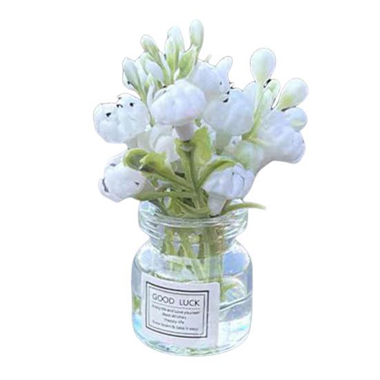 Миниатюрная стеклянная ваза с цветами, искусственный букет, настольные украшения, цветы бонсай для установки на транспортное средство