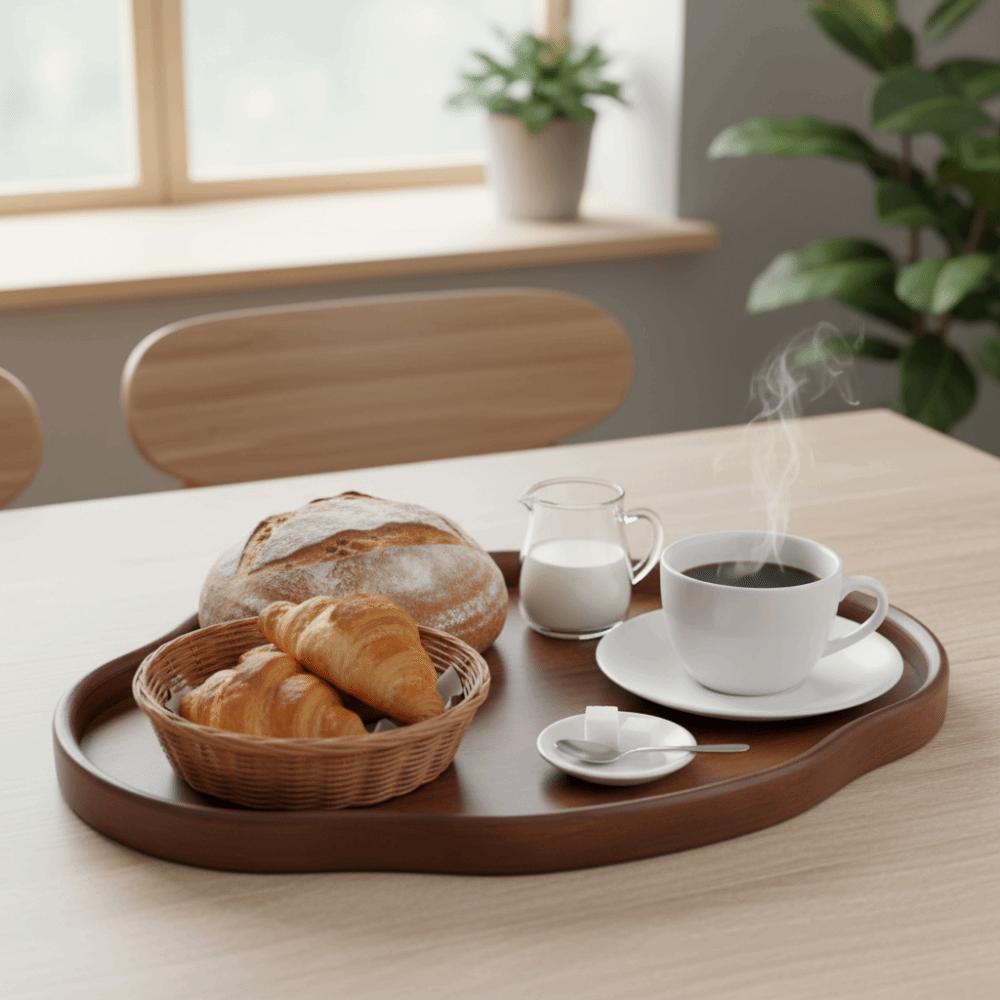 Chinese Style Bamboo Decorative Serving Tray Vintage Tea Tray Classic Bread Plate Afternoon Tea