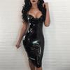 Новое женское сексуальное вечернее клубное платье, новое платье из искусственной кожи, латексное глянцевое сексуальное облегающее платье миди