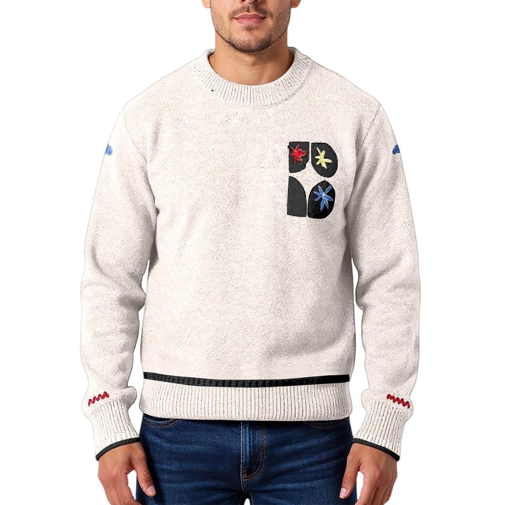 Men's Fashion Knitting Pullover Long Sleeves Loose Round Neck Sweater