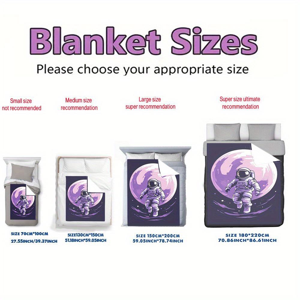 Astronaut Moon Flannel Throw Blanket – Cosmic Space Design, Soft Cozy Fleece for Home, Office, Sofa & Car – All-Season Use