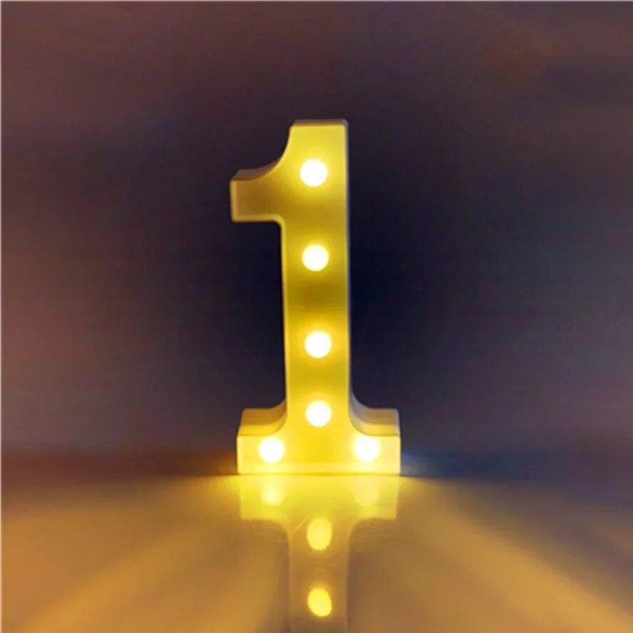Alphabet Letter LED Lights Luminous Number Lamp Battery Warm Night Light for Home Wedding Birthday Christmas Party Decoration