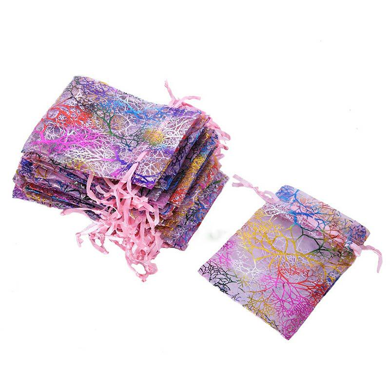 Сумки Свадебный подарок Коралловый мешочек Ювелирные изделия Вечеринка Прозрачная органза 25/50/100 Благосклонность Уникальный