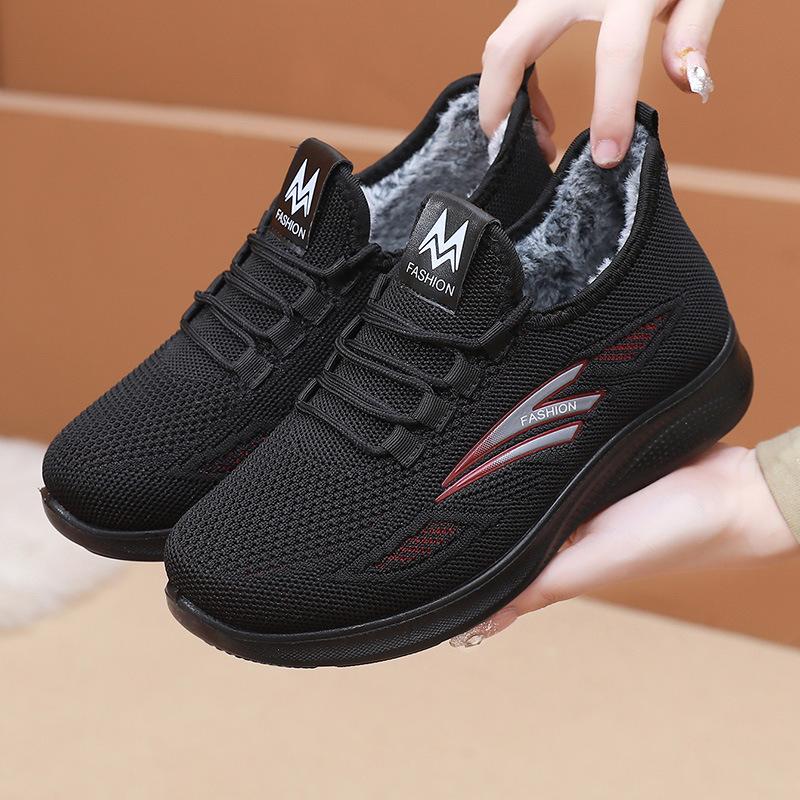 Женские зимние теплые легкие кроссовки на меховой подкладке. Нескользящая дышащая спортивная обувь на открытом воздухе. Повседневные женские кроссовки на утолщенной флисовой подкладке на шнуровке.