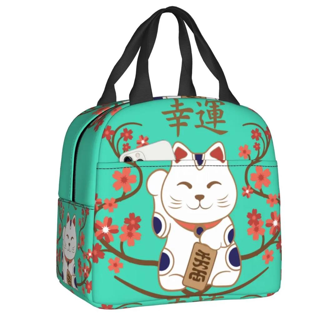 Black Cat Looking At The Full Moon Insulated Lunch Tote Bag for Women Animal Cartoon Portable Thermal Cooler Bento Box