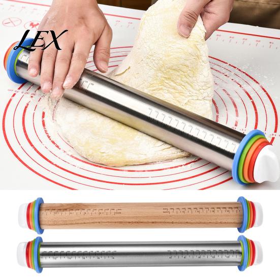Non Stick Pastry Roller for Kitchen Rolling Pin with Thickness Rings, Ergonomic Measurement Markings Tool, Versatile Baking Supplies Non-Stick